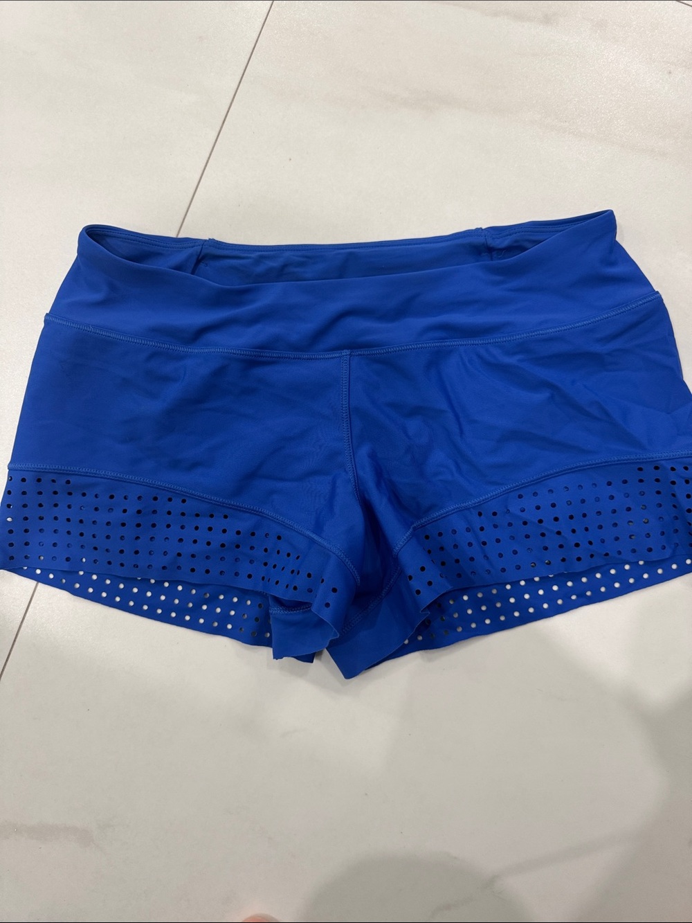 Women's Royal Blue Athletic Laser-Hole Performance Shorts